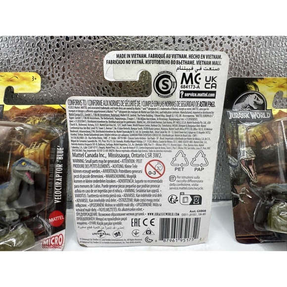 Mattel Jurassic Park World Dinosaur Micro Collection Velociraptor Blue Lot Of 3 - Picture 6 of 12